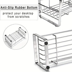 Stainless Steel Sink Sponge Rack with Removable Drain Tray