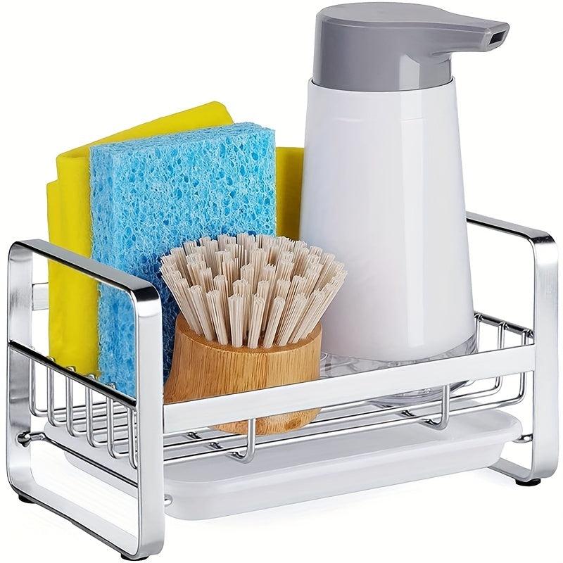 Stainless Steel Sink Sponge Rack with Removable Drain Tray