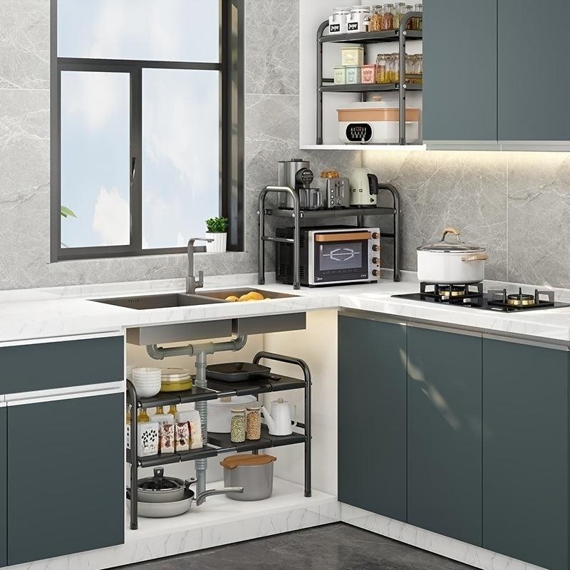 Expandable Under Sink Kitchen Rack with Removable Panels