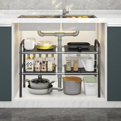 Expandable Under Sink Kitchen Rack with Removable Panels
