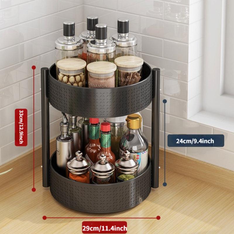 360 Rotating Spice Rack with 2 Layers Easy to Organize Seasoning and Condiments
