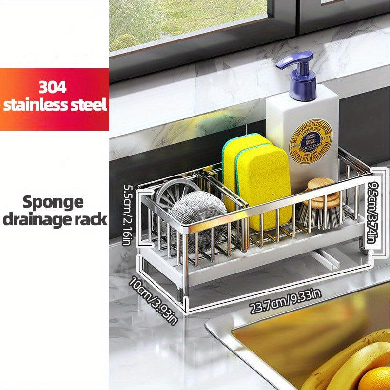 Sink Caddy with Drain Spout Stainless Steel Sponge Holder