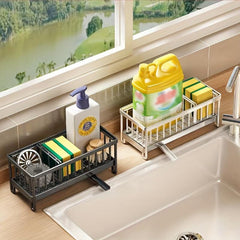 Sink Caddy with Drain Spout Stainless Steel Sponge Holder