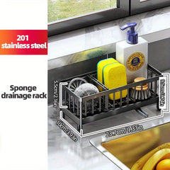 Sink Caddy with Drain Spout Stainless Steel Sponge Holder