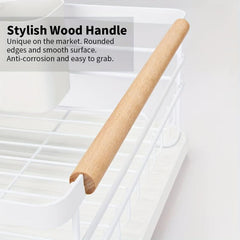 Stylish Dish Rack with Drain Spout and Utensil Holder for Kitchen Counter