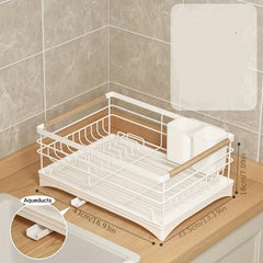 Stylish Dish Rack with Drain Spout and Utensil Holder for Kitchen Counter