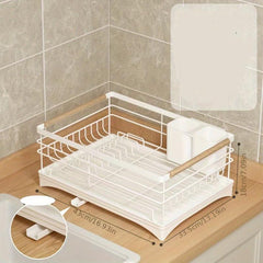 Stylish Dish Rack with Drain Spout and Utensil Holder for Kitchen Counter