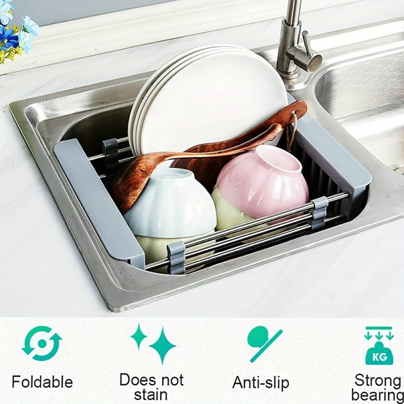Stainless Steel Foldable Dish Drying Rack and Sink Drain Basket