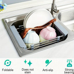Stainless Steel Foldable Dish Drying Rack and Sink Drain Basket