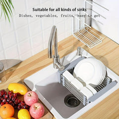Stainless Steel Foldable Dish Drying Rack and Sink Drain Basket