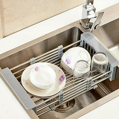 Stainless Steel Foldable Dish Drying Rack and Sink Drain Basket