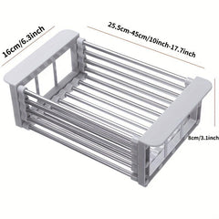 Stainless Steel Foldable Dish Drying Rack and Sink Drain Basket