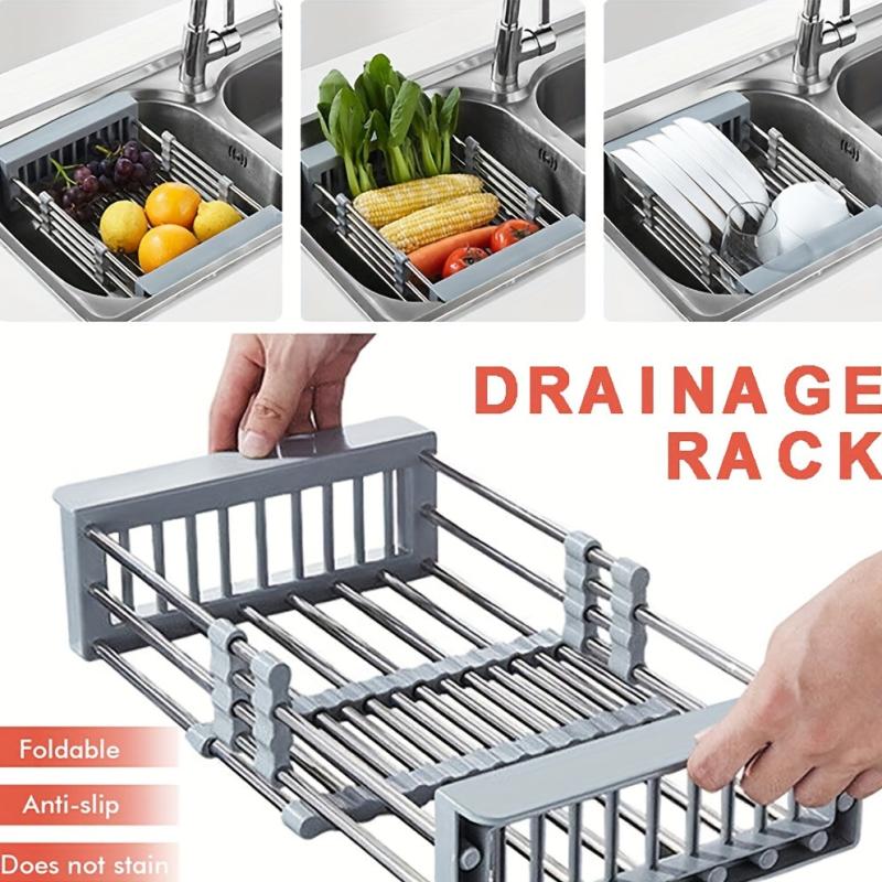 Stainless Steel Foldable Dish Drying Rack and Sink Drain Basket