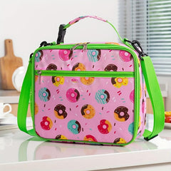 Insulated Lunch Bag With Bottle Holder & Adjustable Strap