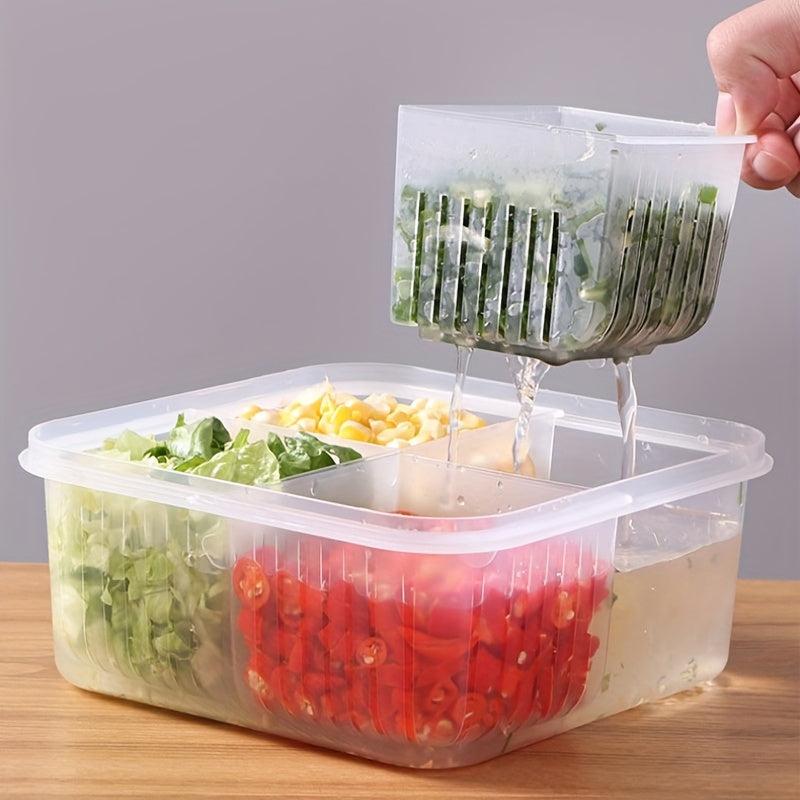 Refrigerator Fresh Keeping Drain Box Double Layer Onion Ginger Garlic Organizer