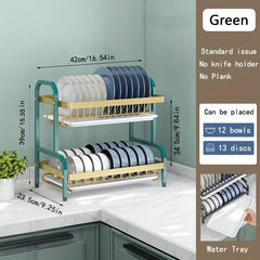 Double Layer Dish Drying Rack for Kitchen Counter