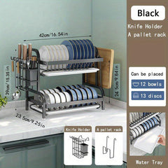 Double Layer Dish Drying Rack for Kitchen Counter