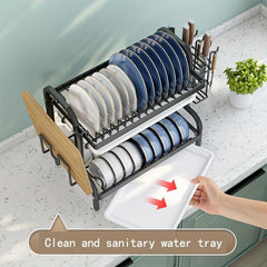 Double Layer Dish Drying Rack for Kitchen Counter
