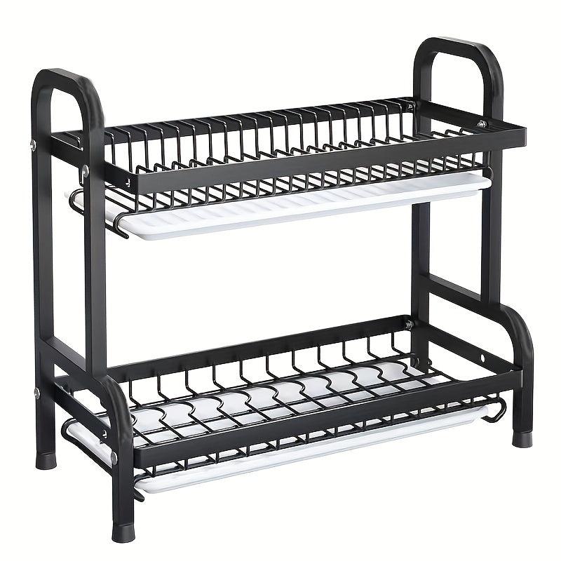 Double Layer Dish Drying Rack for Kitchen Counter
