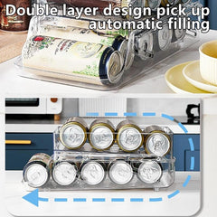 Folding 2 Layer Can Organizer For Refrigerator & Pantry