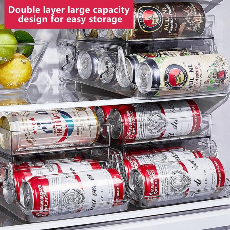 Folding 2 Layer Can Organizer For Refrigerator & Pantry