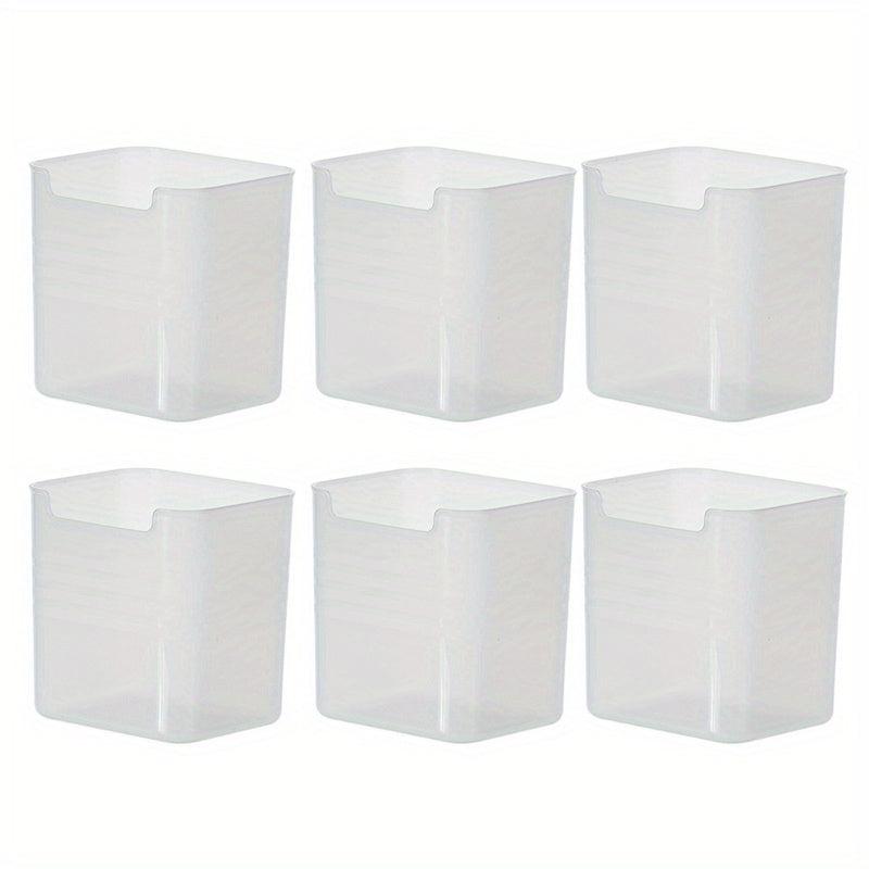 6pcs Refrigerator Door Organizer Bins Clear Plastic Food Storage Containers