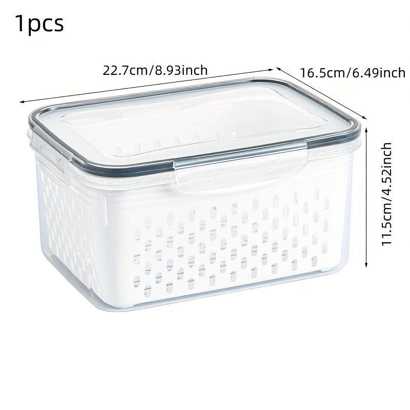 3pcs Transparent Refrigerator Storage Box with Lid and Drain Basket