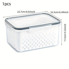3pcs Transparent Refrigerator Storage Box with Lid and Drain Basket