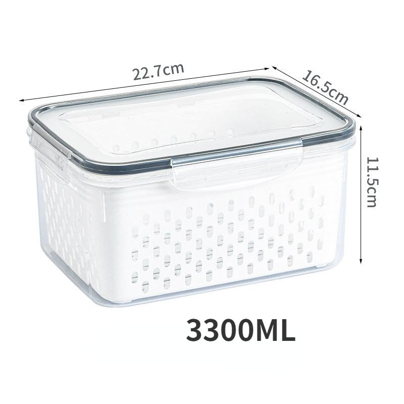 3pcs Transparent Refrigerator Storage Box with Lid and Drain Basket