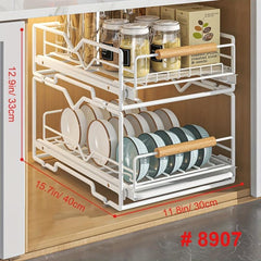 Kitchen Cabinet Sliding Pull Out Drawers Heavy Duty Metal Wire Basket Organ