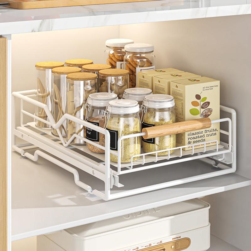Kitchen Cabinet Sliding Pull Out Drawers Heavy Duty Metal Wire Basket Organ