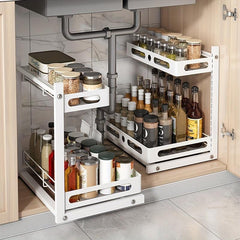 2 Tier Sliding Cabinet Basket Organizer for Under Sink