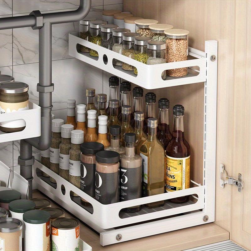 2 Tier Sliding Cabinet Basket Organizer for Under Sink