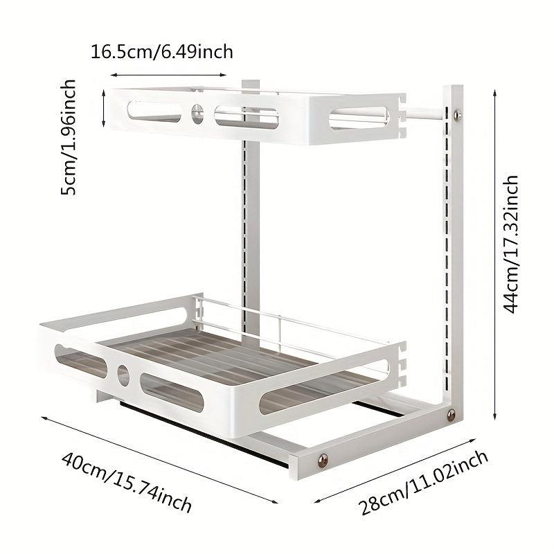 2 Tier Sliding Cabinet Basket Organizer for Under Sink