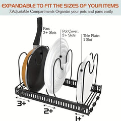 Kitchen Iron Storage Rack Countertop Telescopic Pot Lid Rack