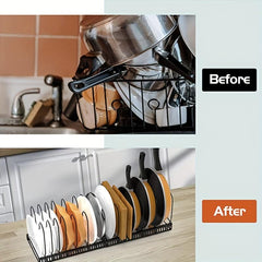 Kitchen Iron Storage Rack Countertop Telescopic Pot Lid Rack