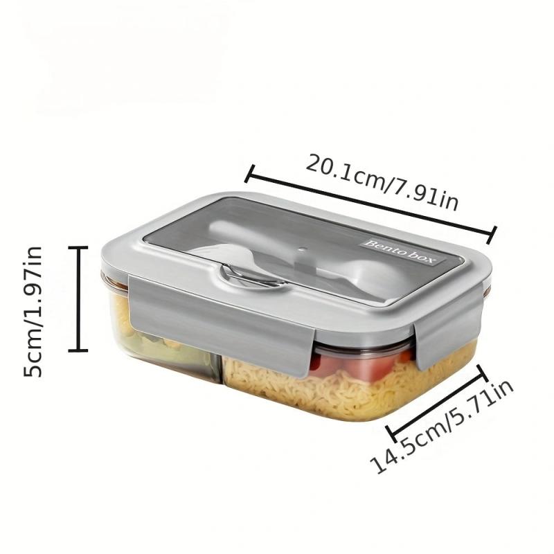 Plastic Lunch Bento Box Set with Tableware for School and Work