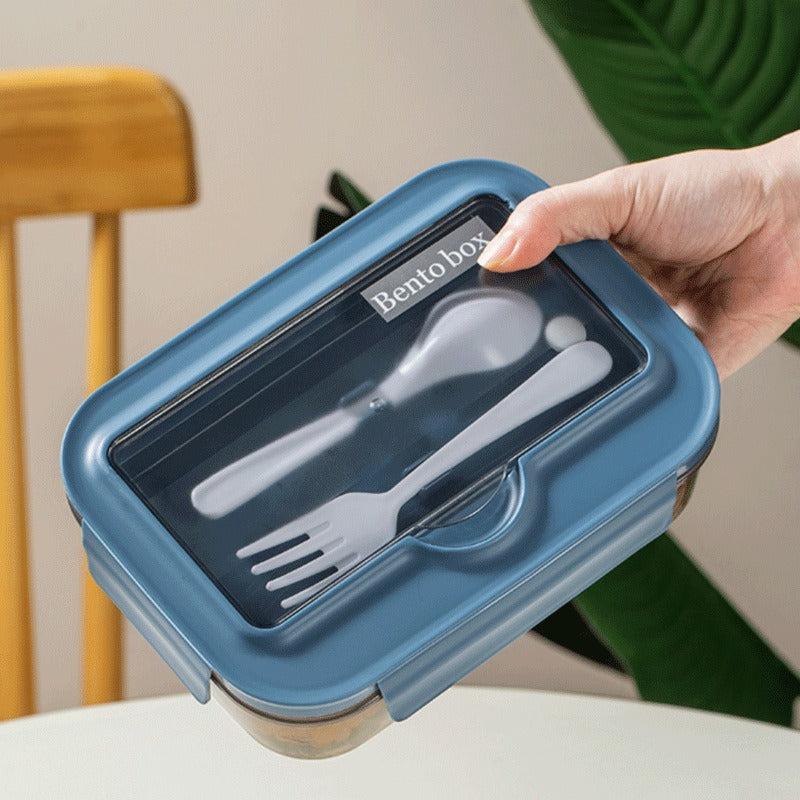 Plastic Lunch Bento Box Set with Tableware for School and Work