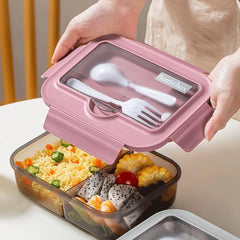Plastic Lunch Bento Box Set with Tableware for School and Work