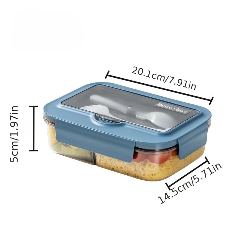 Plastic Lunch Bento Box Set with Tableware for School and Work