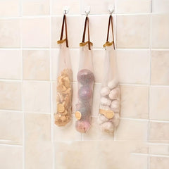 2pcs Mesh Bags for Garlic Onions Fruits & Veggies Kitchen Storage