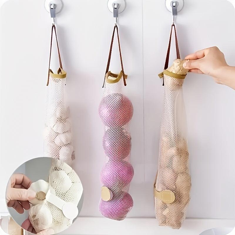 2pcs Mesh Bags for Garlic Onions Fruits & Veggies Kitchen Storage