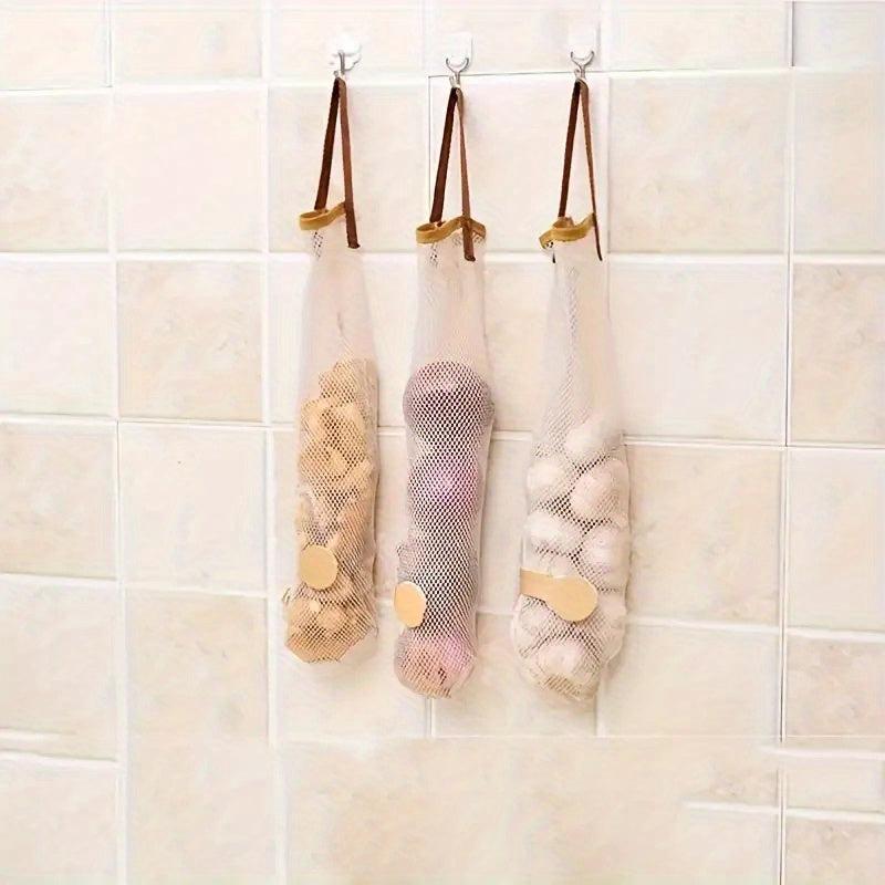 2pcs Mesh Bags for Garlic Onions Fruits & Veggies Kitchen Storage