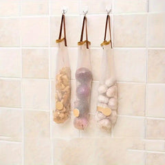 2pcs Mesh Bags for Garlic Onions Fruits & Veggies Kitchen Storage