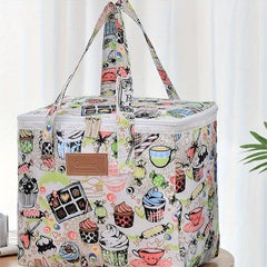 Flower Printed Lunch Bag Insulated Picnic Backpack