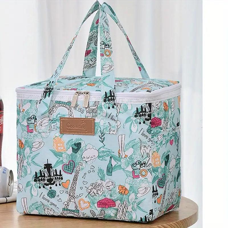 Flower Printed Lunch Bag Insulated Picnic Backpack