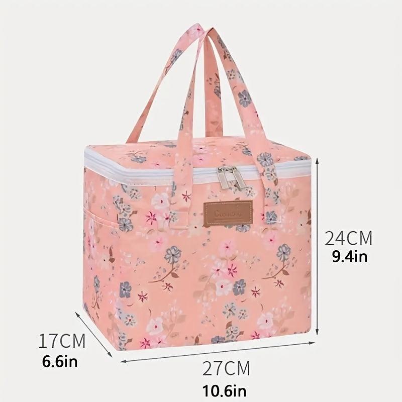 Flower Printed Lunch Bag Insulated Picnic Backpack