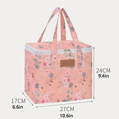 Flower Printed Lunch Bag Insulated Picnic Backpack