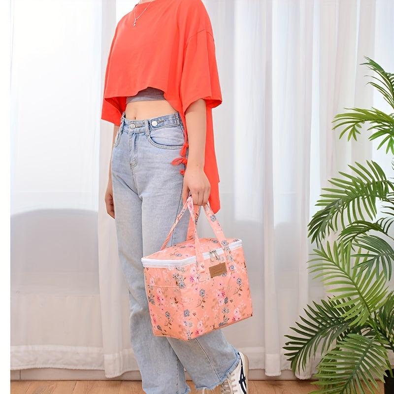 Flower Printed Lunch Bag Insulated Picnic Backpack