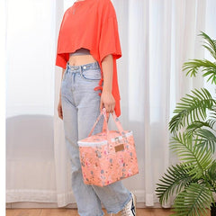 Flower Printed Lunch Bag Insulated Picnic Backpack